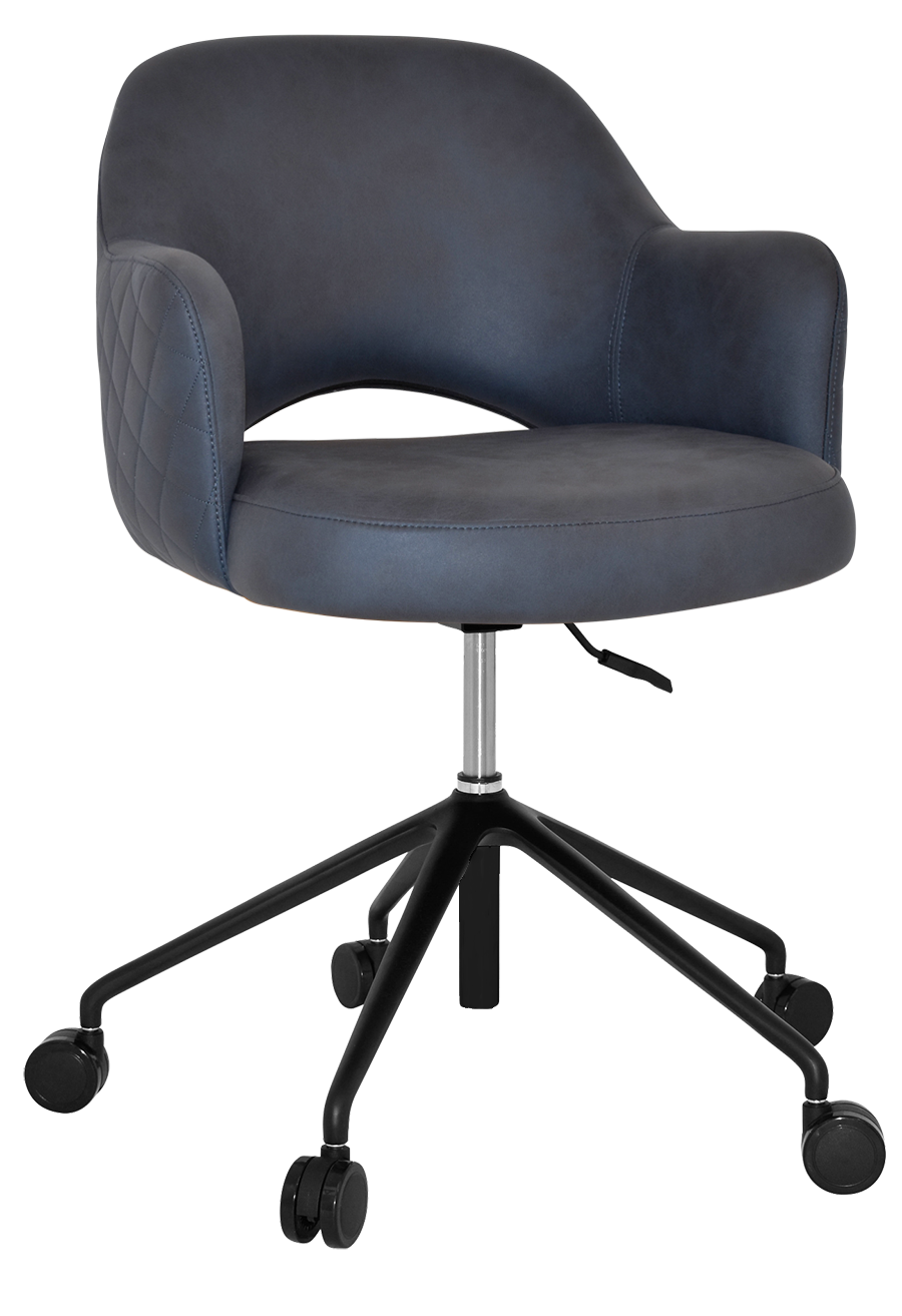 ARM CHAIR ALBURY CASTOR V2 BLACK + PELLE/BENITO NAVY