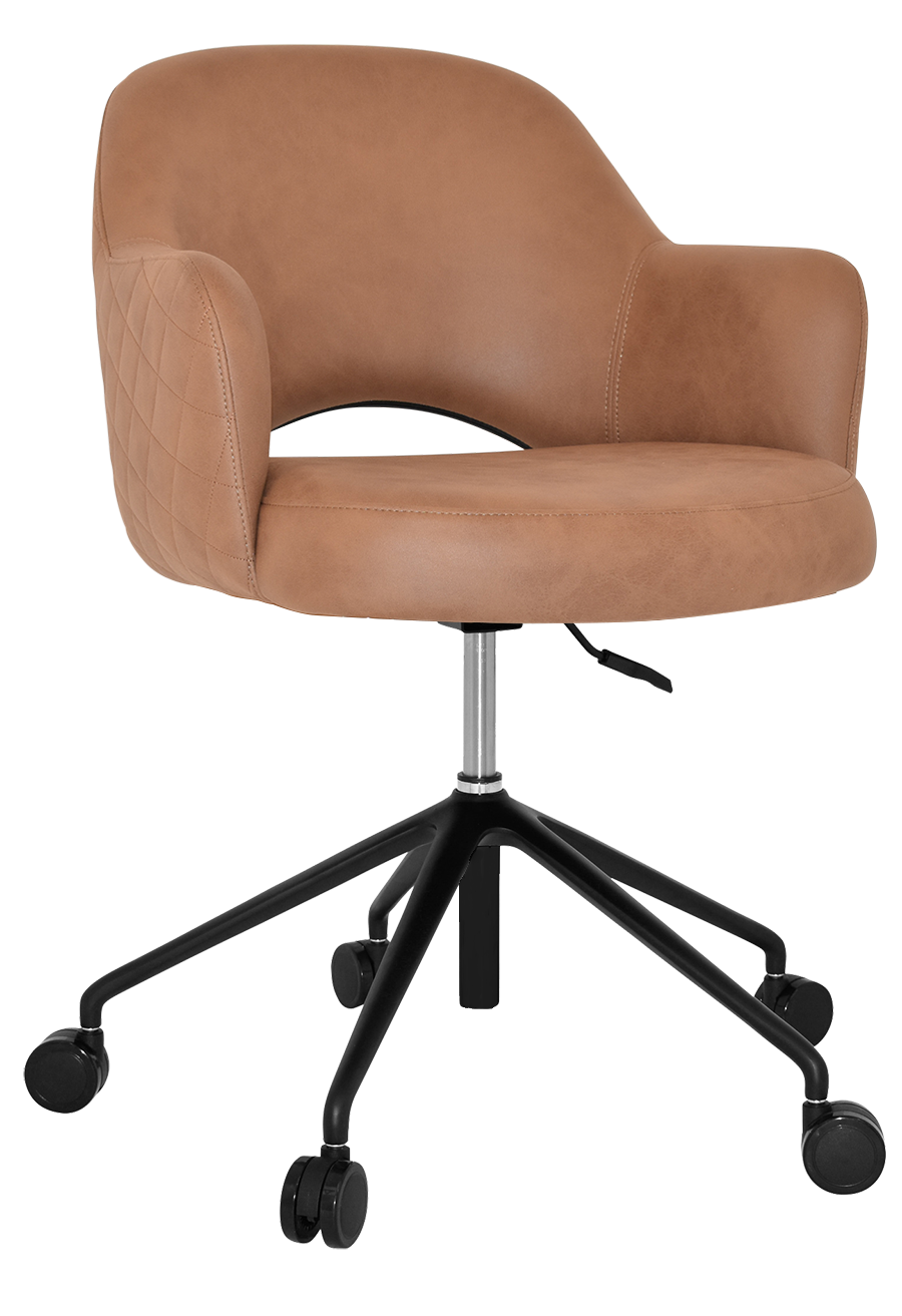 ARM CHAIR ALBURY CASTOR V2 BLACK + PELLE/BENITO TAN