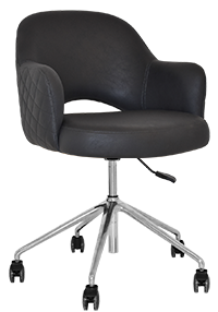 ARM CHAIR ALBURY CASTOR V2 POLISHED ALUM + PELLE/BENITO ONYX