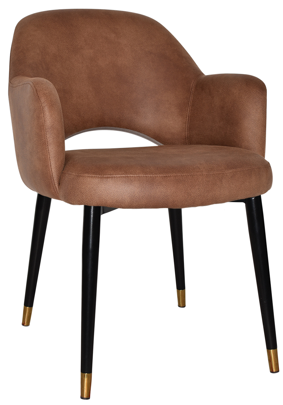 ARM CHAIR ALBURY METAL (SLIM) BLACK BRASS + EASTWOOD TAN