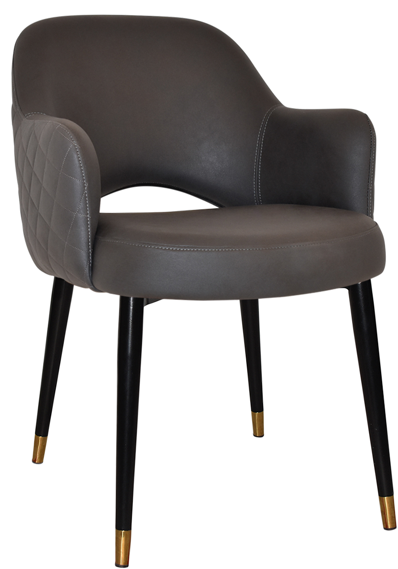 ARM CHAIR ALBURY METAL (SLIM) BLACK BRASS +PELLE/BENITO JAVA