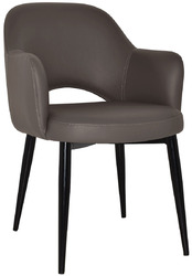 ARM CHAIR ALBURY METAL BLACK + VINYL CHARCOAL