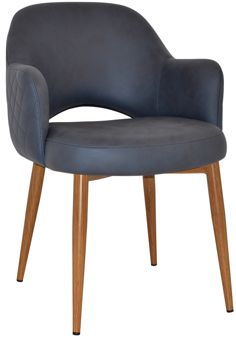 ARM CHAIR ALBURY METAL LIGHTOAK + PELLE/BENITO NAVY