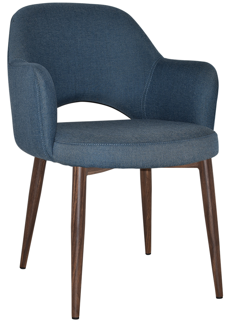 ARM CHAIR ALBURY METAL LIGHT WALNUT + GRAVITY DENIM