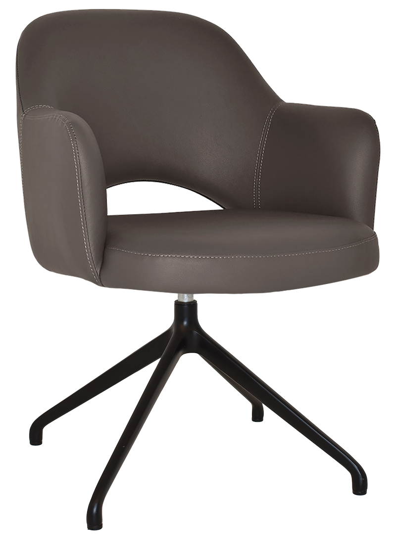 ARM CHAIR ALBURY TRESTLE V2 BLACK + CHARCOAL VINYL