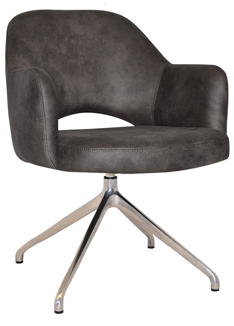 ARM CHAIR ALBURY TRESTLE V2 POLISHED ALUM + EASTWOOD SLATE