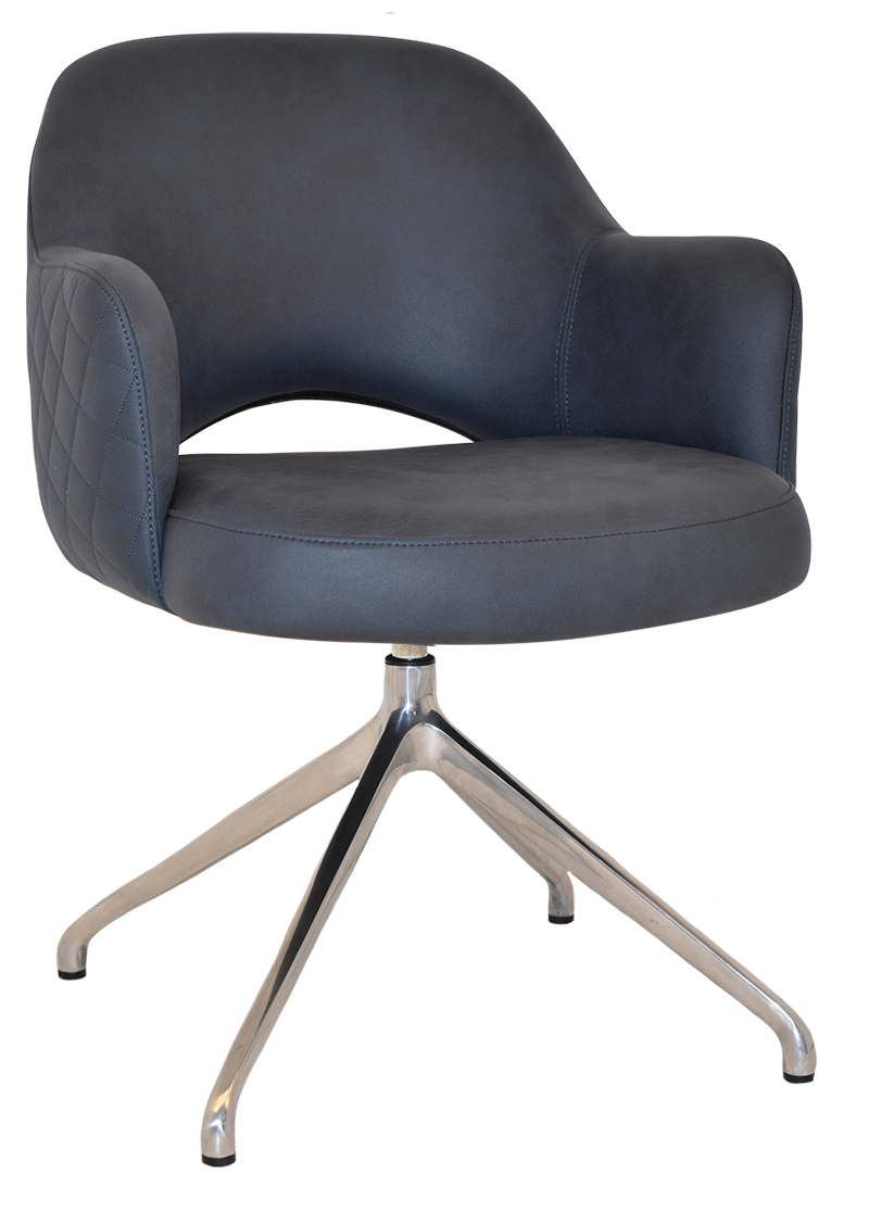 ARM CHAIR ALBURY TRESTLE V2 POLISHED ALU + PELLE/BENITO NAVY