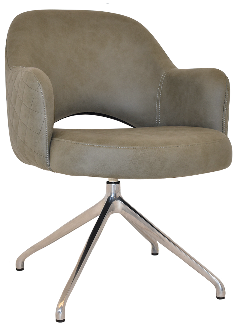 ARM CHAIR ALBURY TRESTLE V2 POLISHED ALU + PELLE/BENITO SAGE