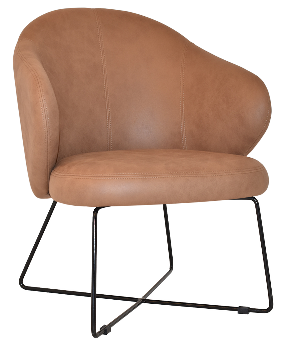 ARM CHAIR HUGO CROSS SLED BLACK + PELLE TAN