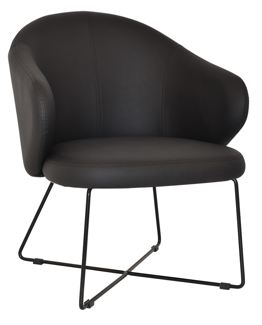 ARM CHAIR HUGO CROSS SLED BLACK + VINYL BLACK