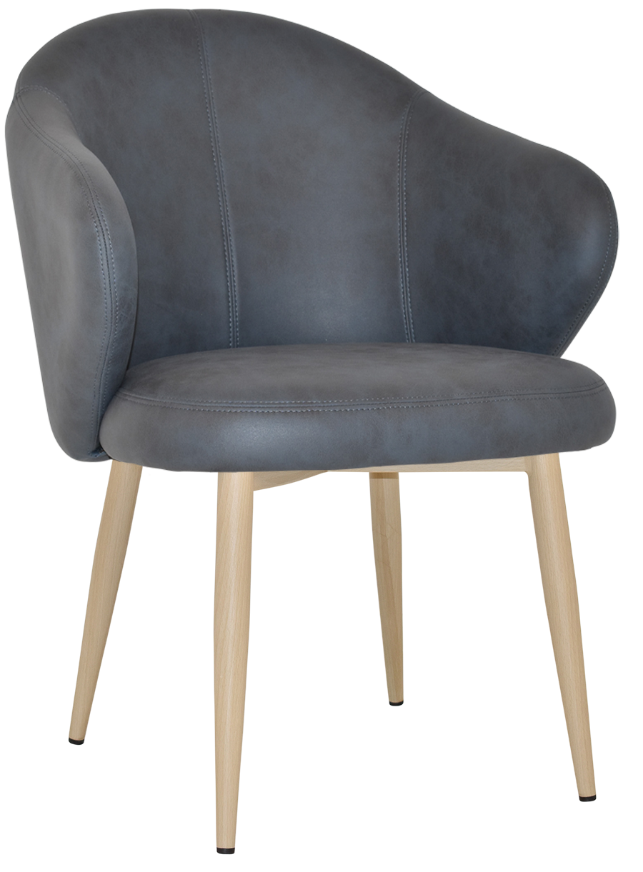 ARM CHAIR HUGO METAL BIRCH + PELLE NAVY