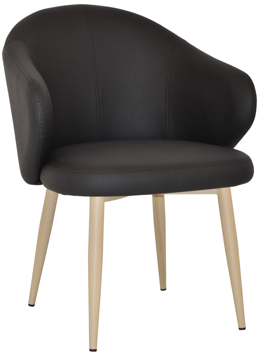 ARM CHAIR HUGO METAL BIRCH + VINYL BLACK