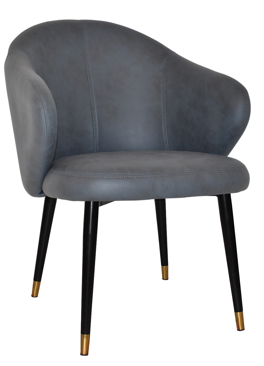 ARM CHAIR HUGO METAL (SLIM) BLACK BRASS + PELLE NAVY