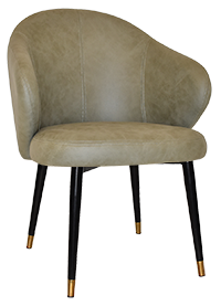 ARM CHAIR HUGO METAL (SLIM) BLACK BRASS + PELLE SAGE