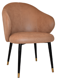 ARM CHAIR HUGO METAL (SLIM) BLACK BRASS + PELLE TAN