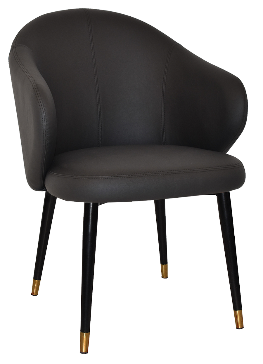 ARM CHAIR HUGO METAL (SLIM) BLACK BRASS + VINYL BLACK