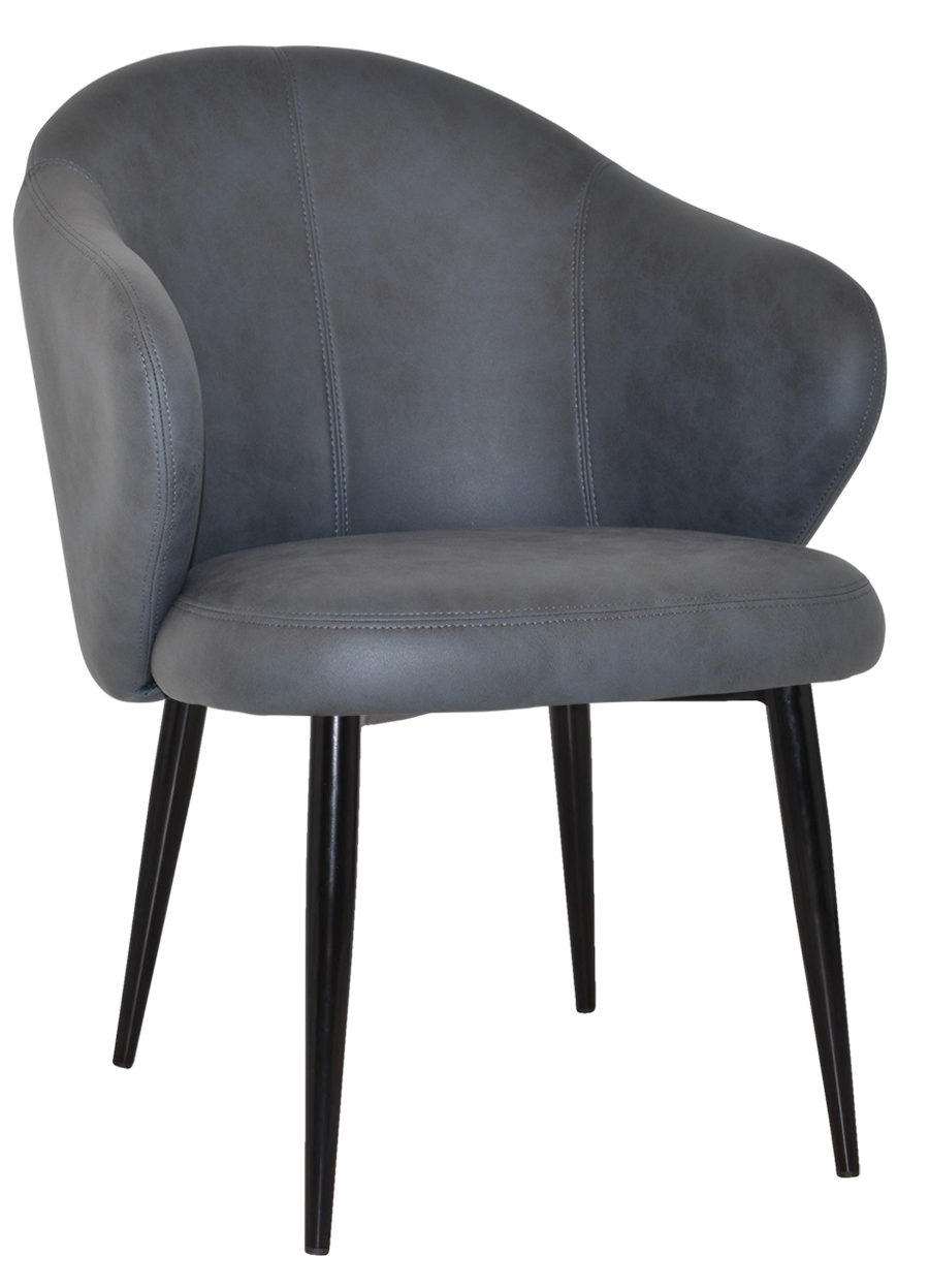 ARM CHAIR HUGO METAL BLACK + PELLE NAVY