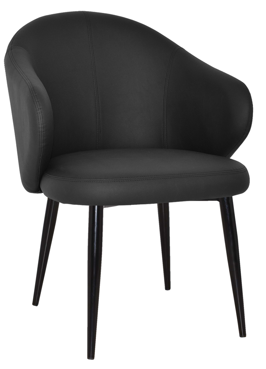 ARM CHAIR HUGO METAL BLACK + VINYL BLACK