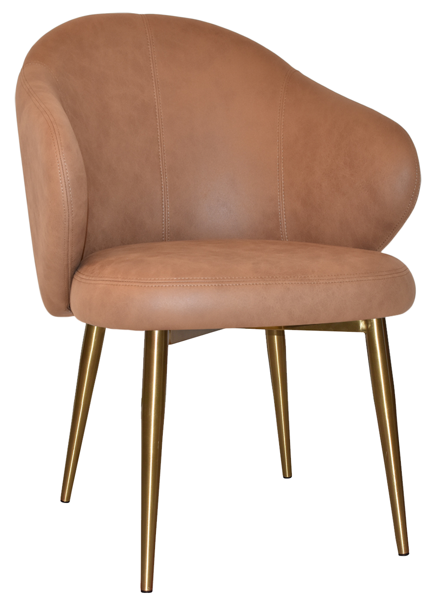 ARM CHAIR HUGO METAL (SLIM) BRASS + PELLE TAN