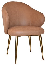 ARM CHAIR HUGO METAL (SLIM) BRASS + PELLE TAN