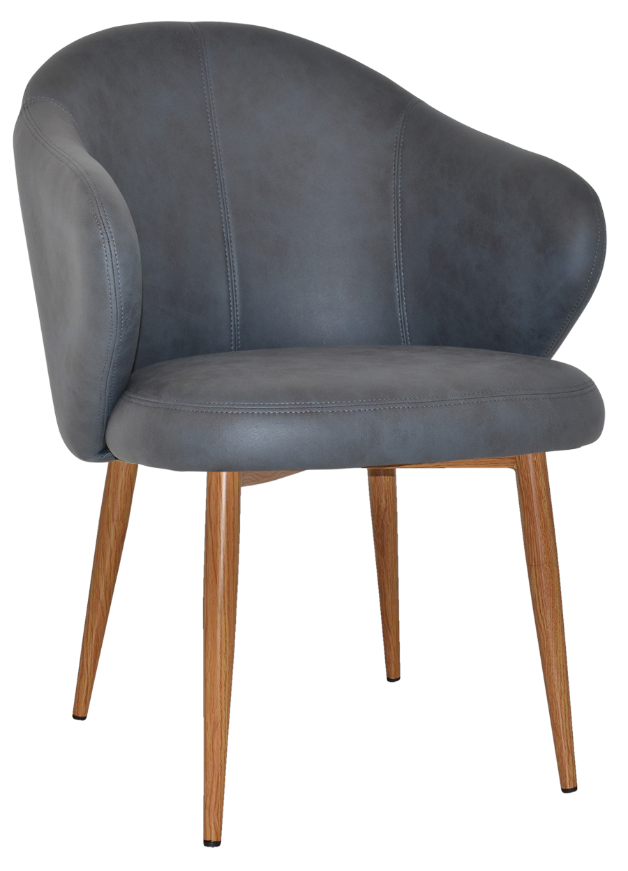 ARM CHAIR HUGO METAL LIGHTOAK + NAVY PELLE