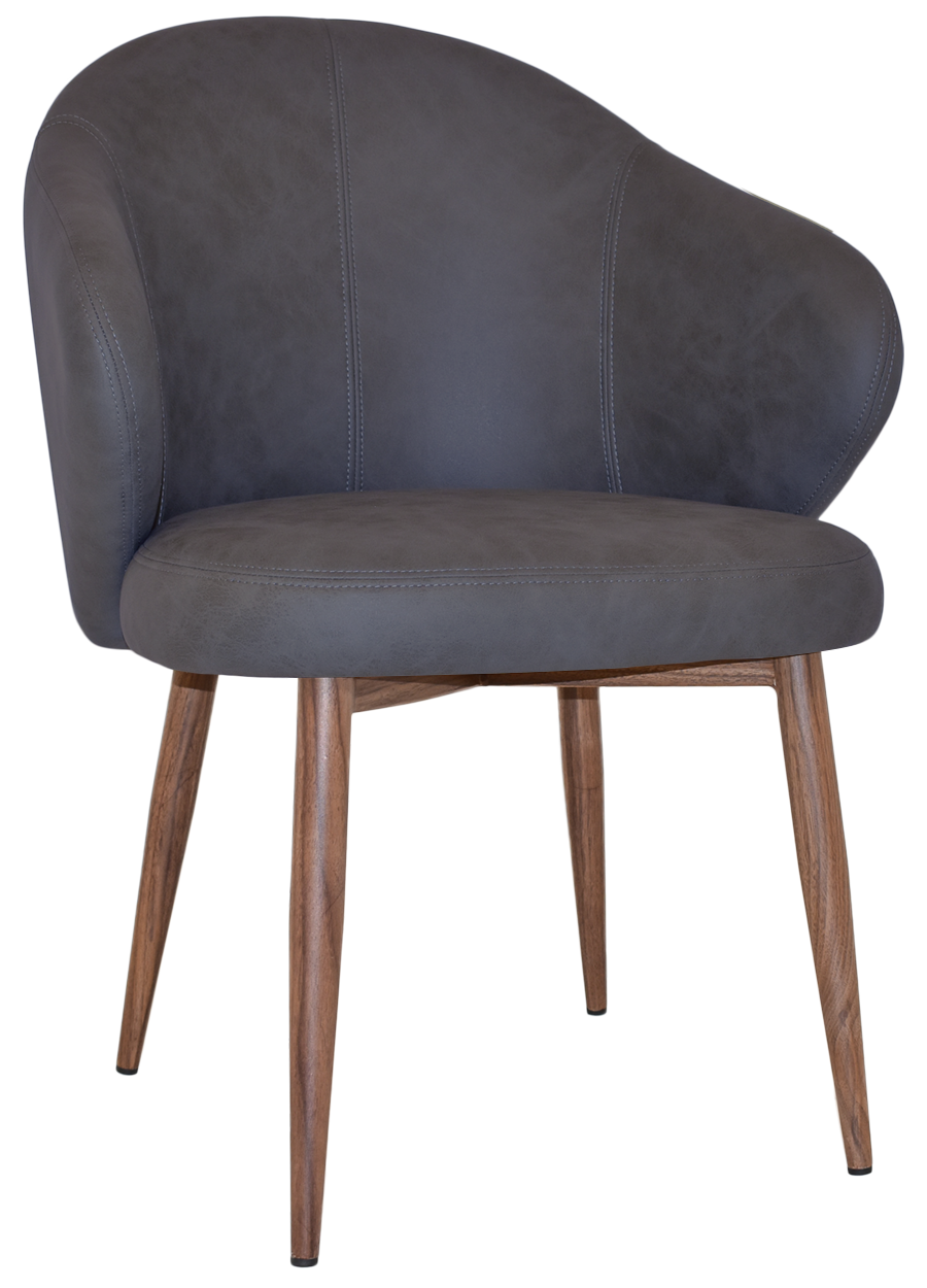 ARM CHAIR HUGO METAL LIGHT WALNUT + PELLE NAVY