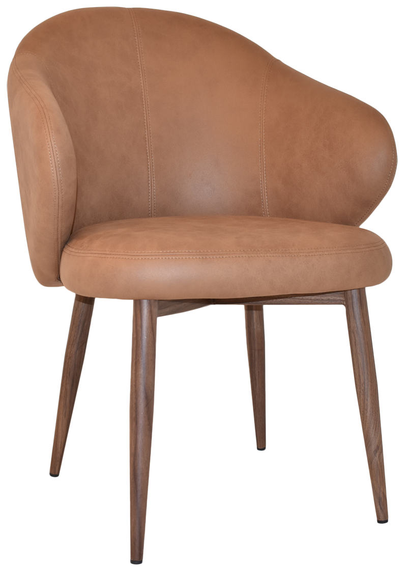 ARM CHAIR HUGO METAL LIGHT WALNUT + PELLE TAN