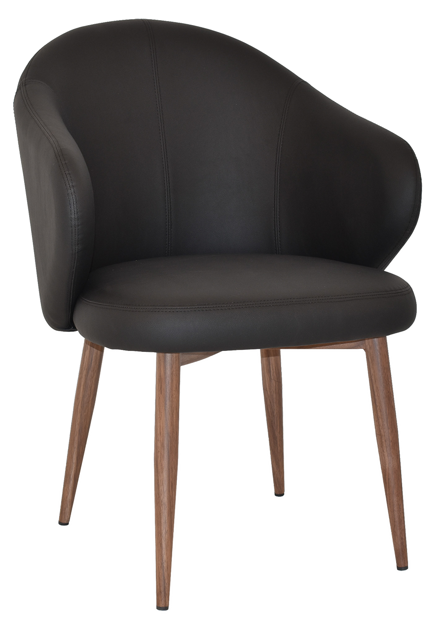 ARM CHAIR HUGO METAL LIGHT WALNUT + VINYL BLACK