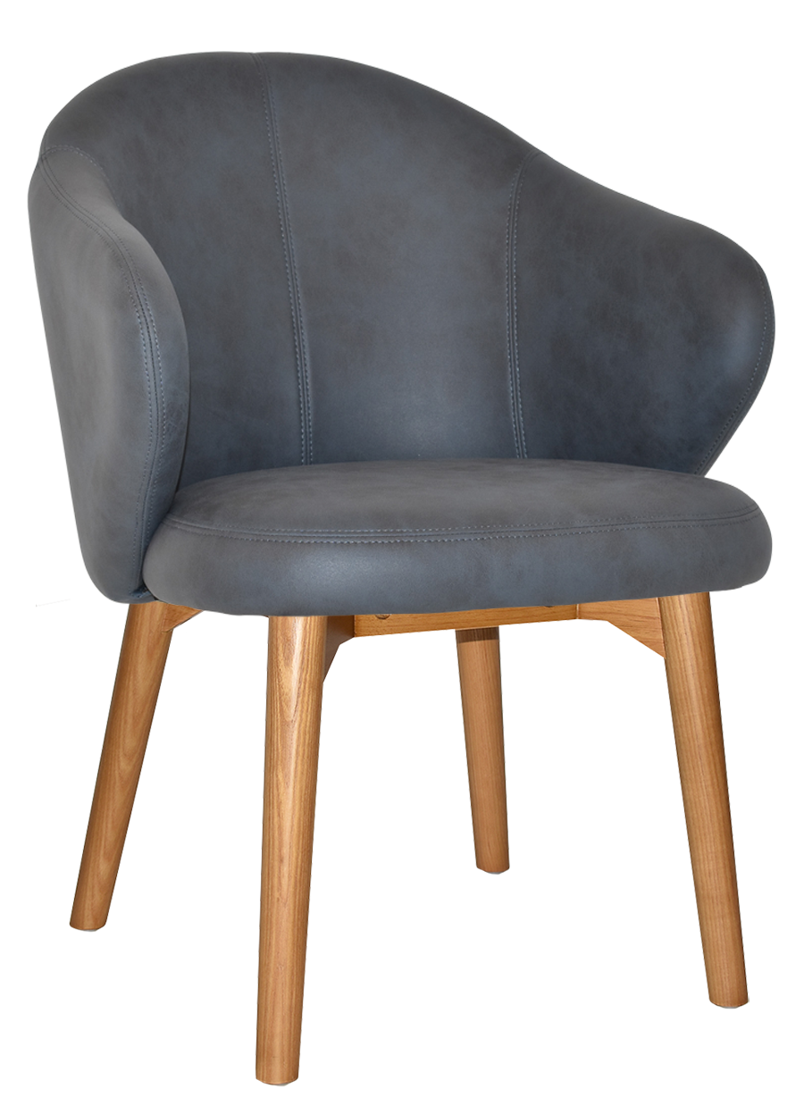 ARM CHAIR HUGO TIMBER LIGHTOAK + PELLE NAVY