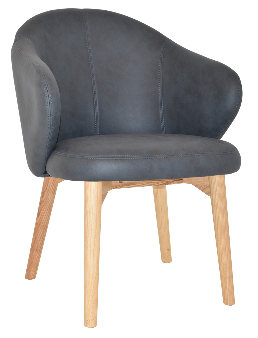 ARM CHAIR HUGO TIMBER NATURAL + PELLE NAVY
