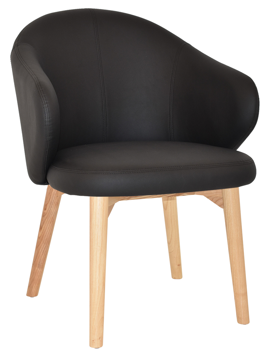 ARM CHAIR HUGO TIMBER NATURAL + VINYL BLACK