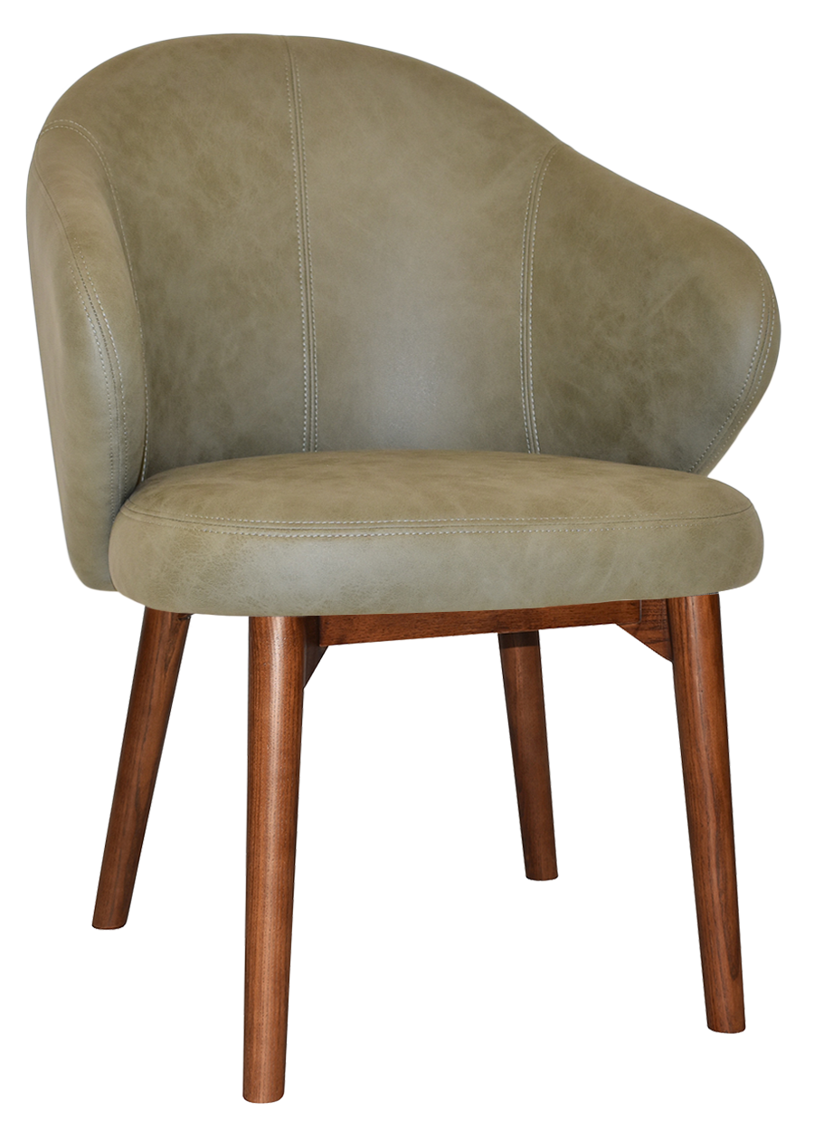 ARM CHAIR HUGO TIMBER LIGHT WALNUT + PELLE SAGE