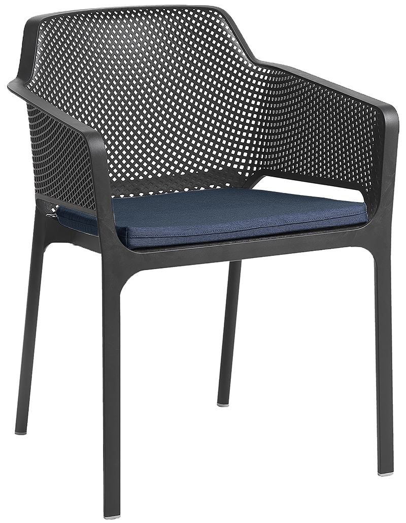 ARM CHAIR NET ANTHRACITE + PAD DENIM