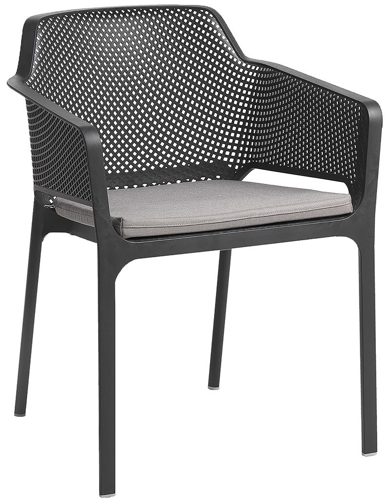 ARM CHAIR NET ANTHRACITE + PAD LIGHT GREY