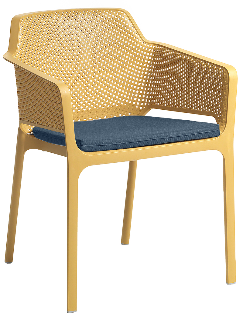 ARM CHAIR NET MUSTARD + PAD DENIM