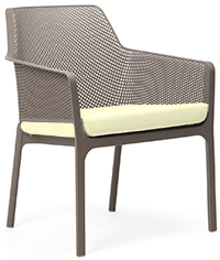 ARM CHAIR NET RELAX TAUPE + PAD UPH IN CLIENT FABRIC