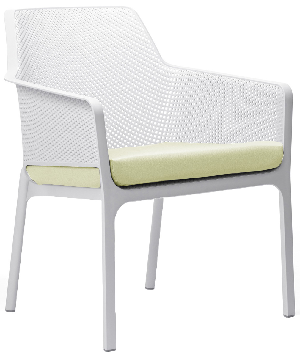 ARM CHAIR NET RELAX WHITE + PAD UPH IN CLIENT FABRIC