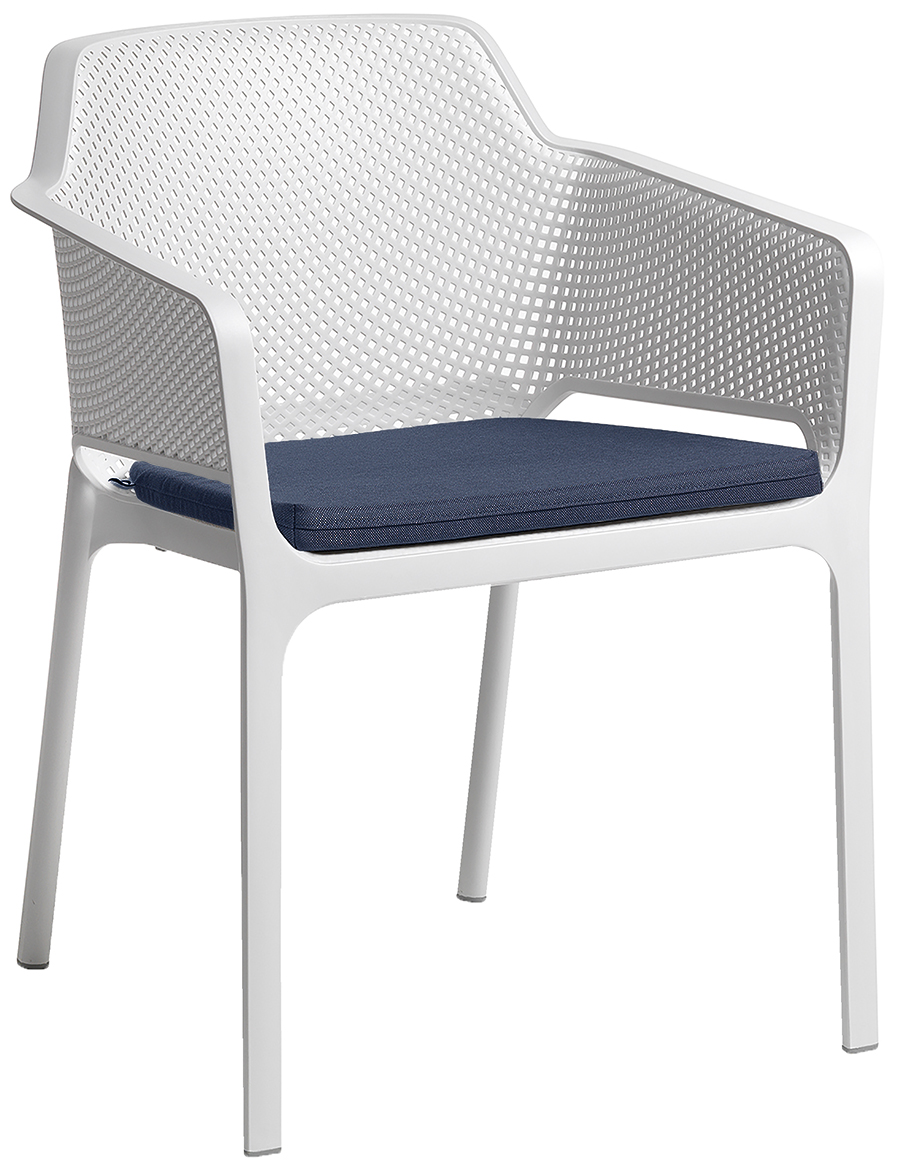 ARM CHAIR NET WHITE + PAD DENIM