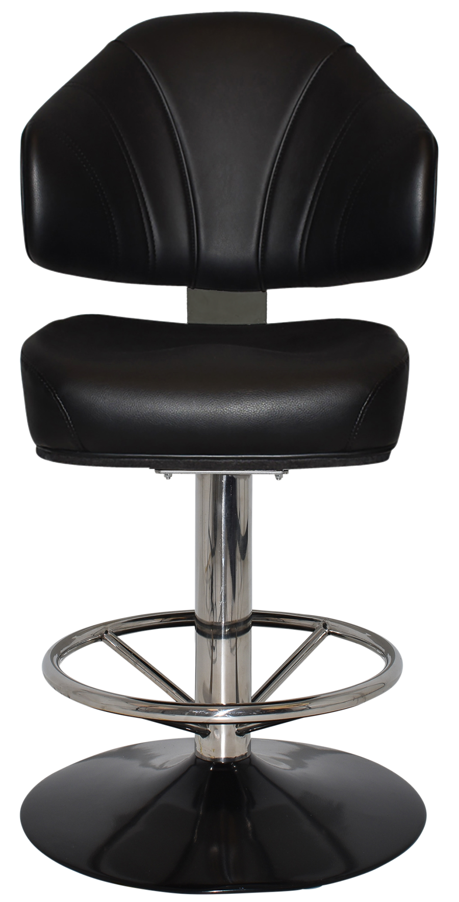 GAMING STOOL LUXOR DISC POLISHED S/S + VINYL BLACK