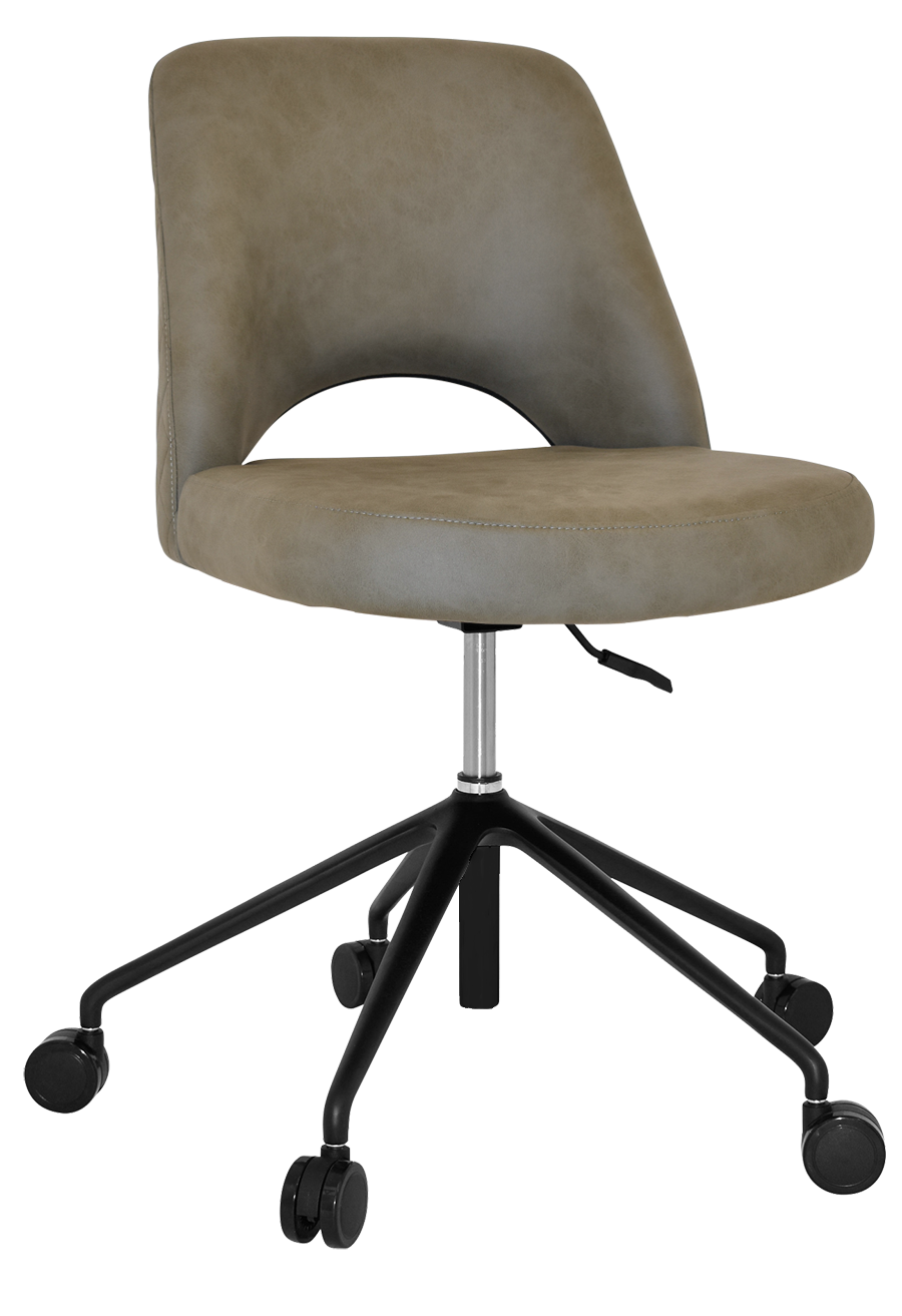 CHAIR ALBURY CASTOR V2 BLACK + PELLE/BENITO SAGE