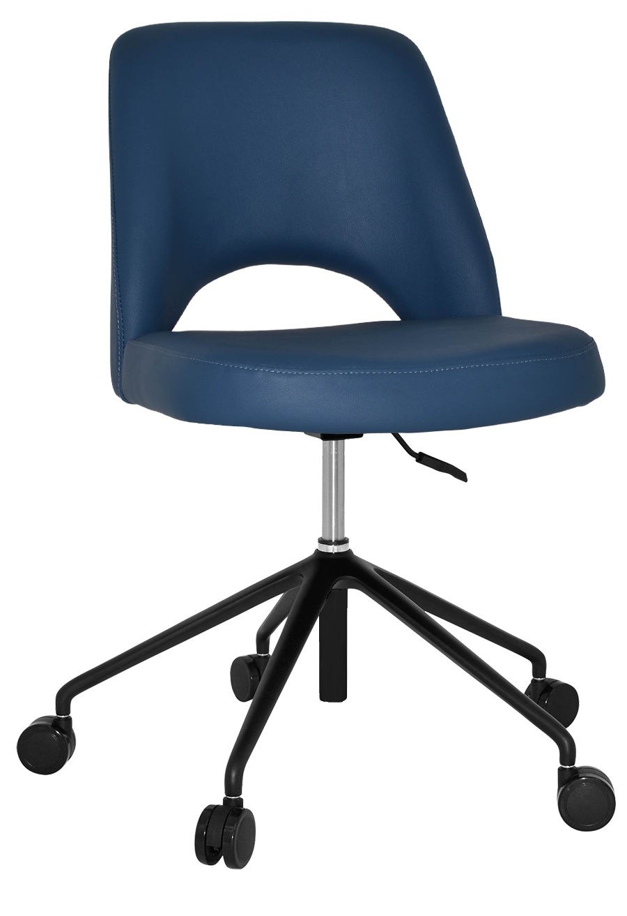 CHAIR ALBURY CASTOR V2 BLACK + VINYL BLUE