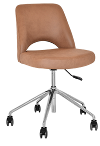 CHAIR ALBURY CASTOR V2 POLISHED ALUM + PELLE/BENITO TAN