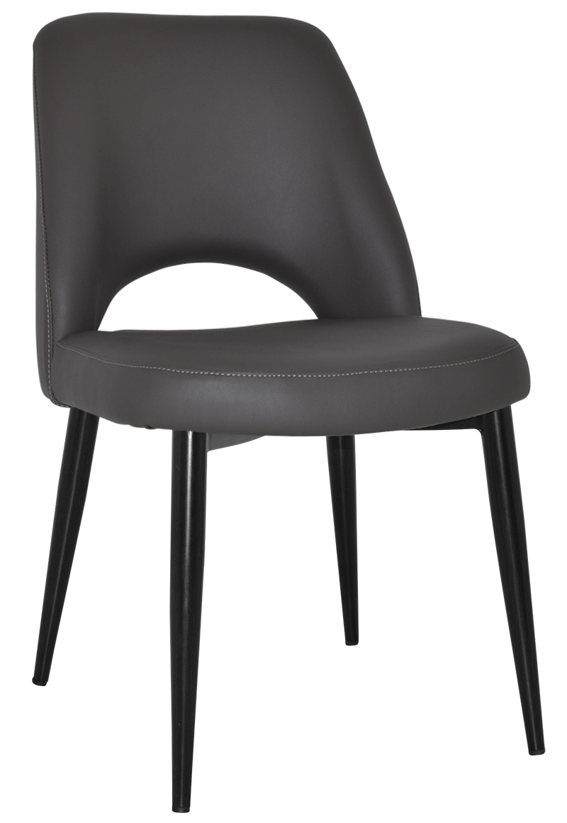 CHAIR ALBURY METAL BLACK + VINYL CHARCOAL