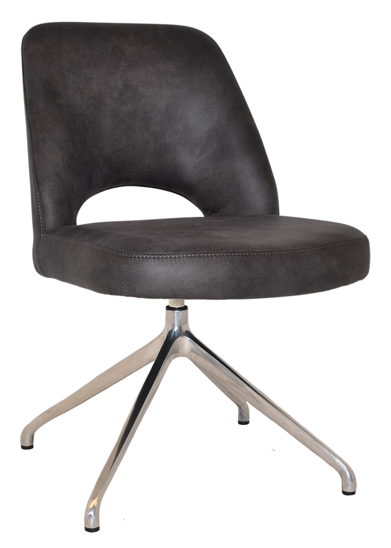 CHAIR ALBURY TRESTLE V2 POLISHED ALUM + EASTWOOD SLATE