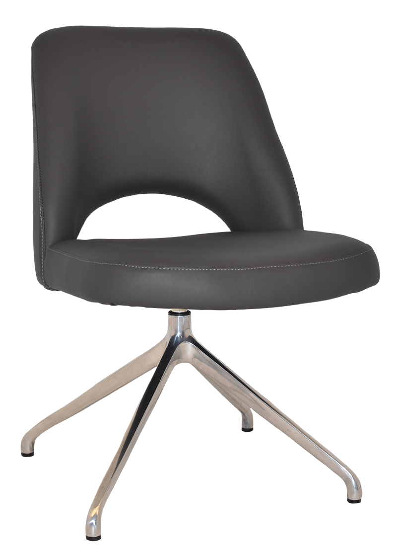 CHAIR ALBURY TRESTLE V2 POLISHED ALUM + VINYL CHARCOAL