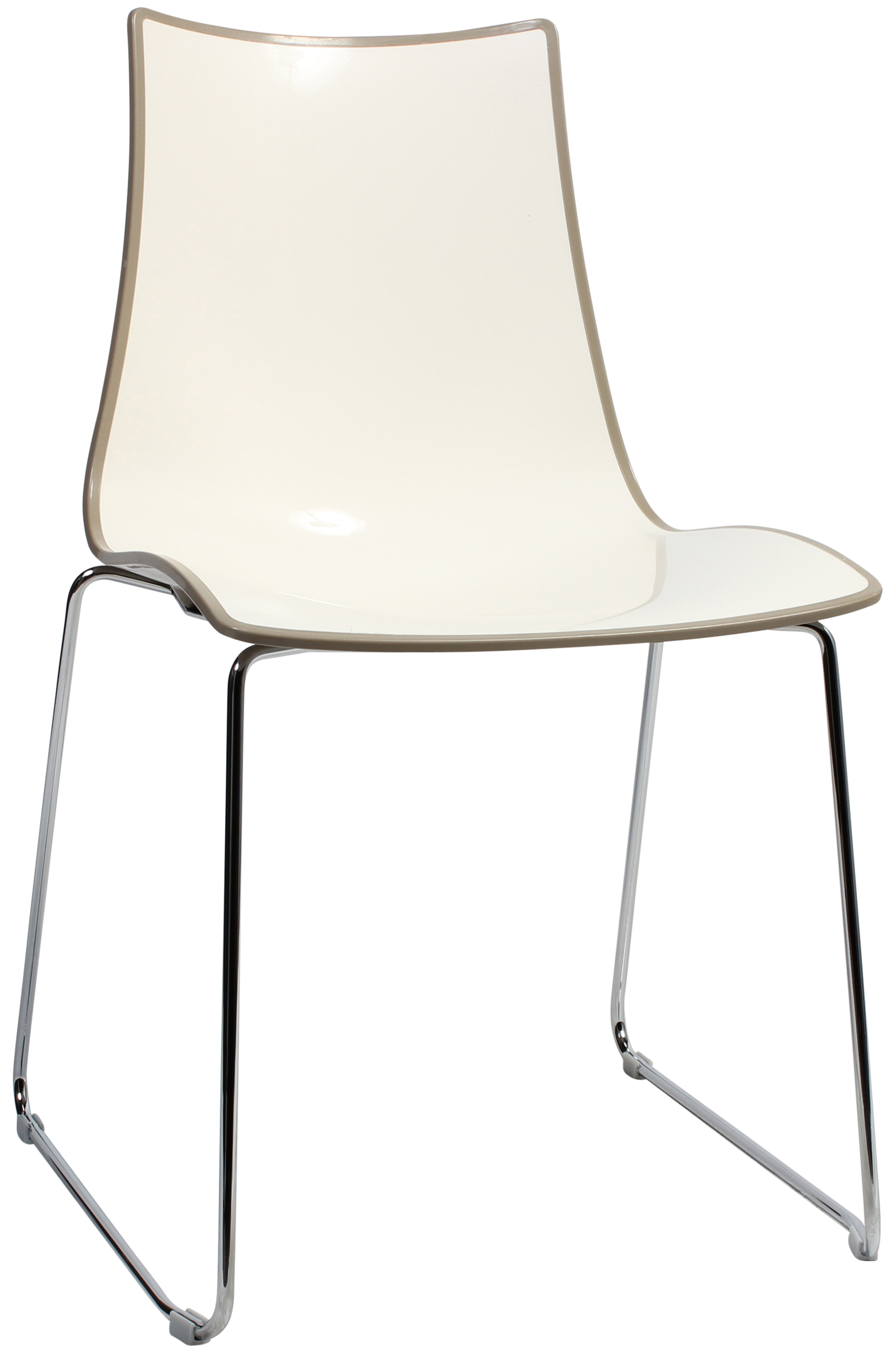 CHAIR BICOLORE SLED CHROME-TAUPE