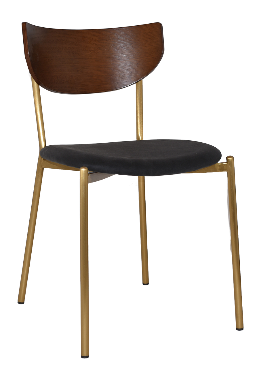 CHAIR MARCO BRASS - LIGHT WALNUT - VINYL BLACK