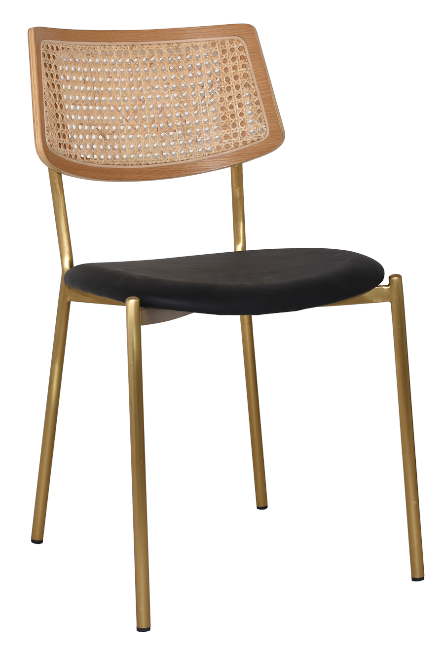 CHAIR TEXAS BRASS - RATTAN NATURAL - VINYL BLACK