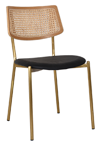 CHAIR TEXAS BRASS - RATTAN NATURAL - VINYL BLACK