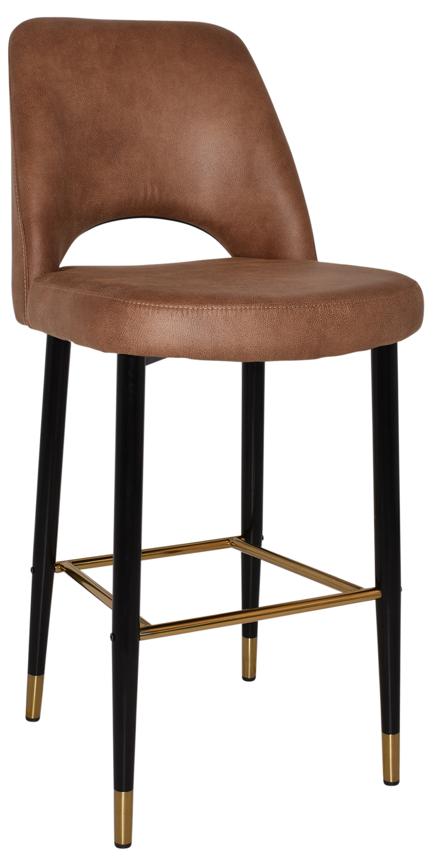 STOOL ALBURY SIDE 750 METAL BLACK BRASS + EASTWOOD TAN